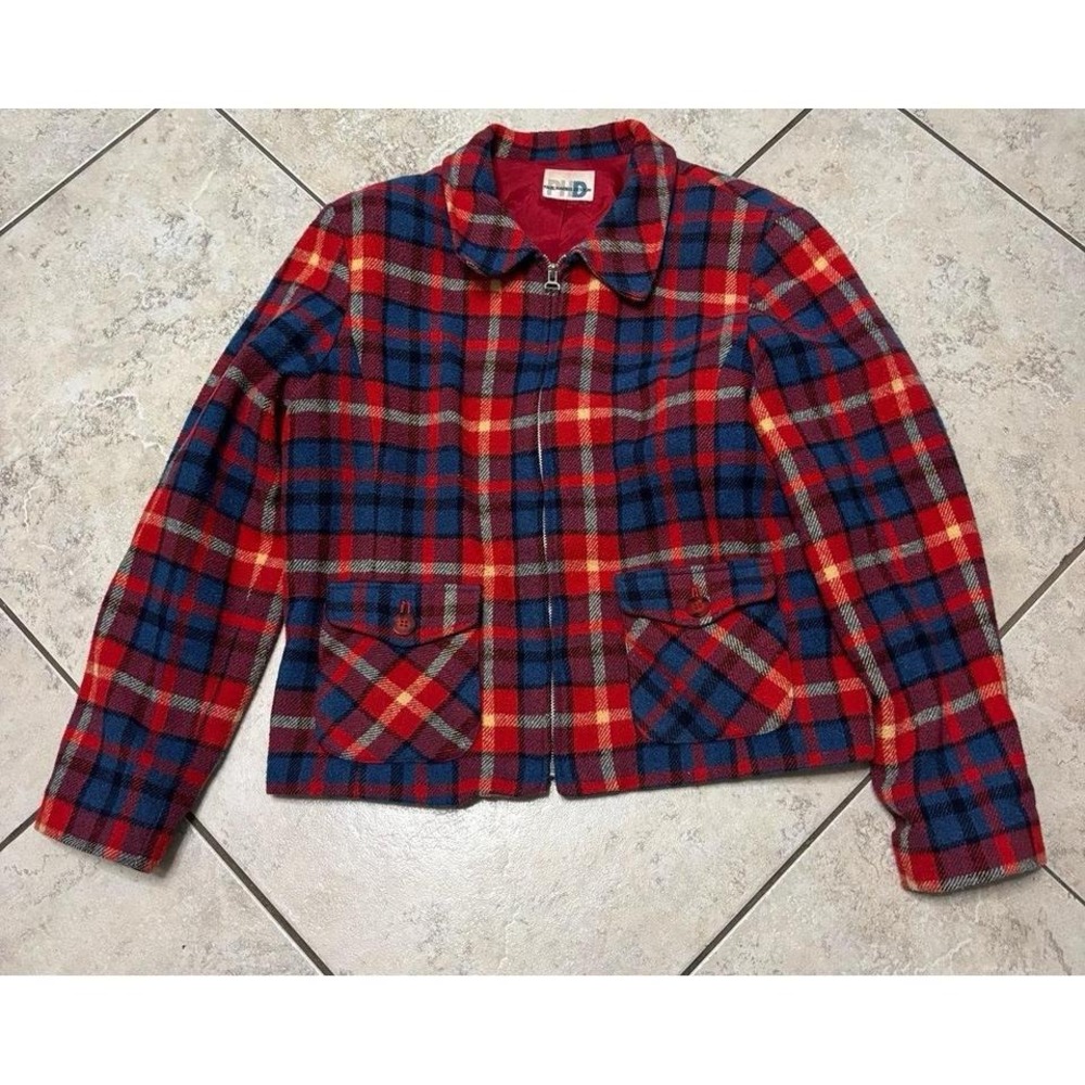 Vintage‎ Paul Harris Design plaid wools blend zip jacket
